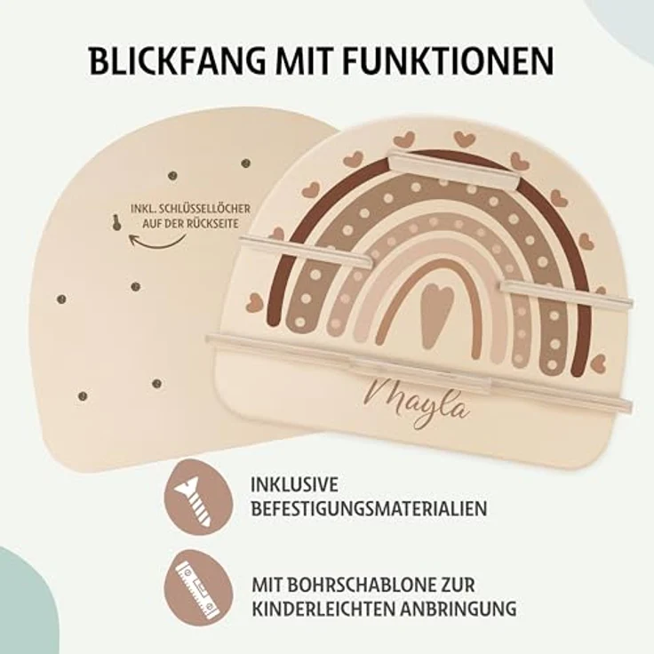 Kidsmood - Tonie Regal personalisiert mit Namen – Wandregal für Toniebox 2 & Figuren | Abgerundete Ecken & Kanten Inkl. Metallplättchen für Tonie Hörfiguren | Kinderzimmer Regal für Mädchen & Jungen – Bild 4