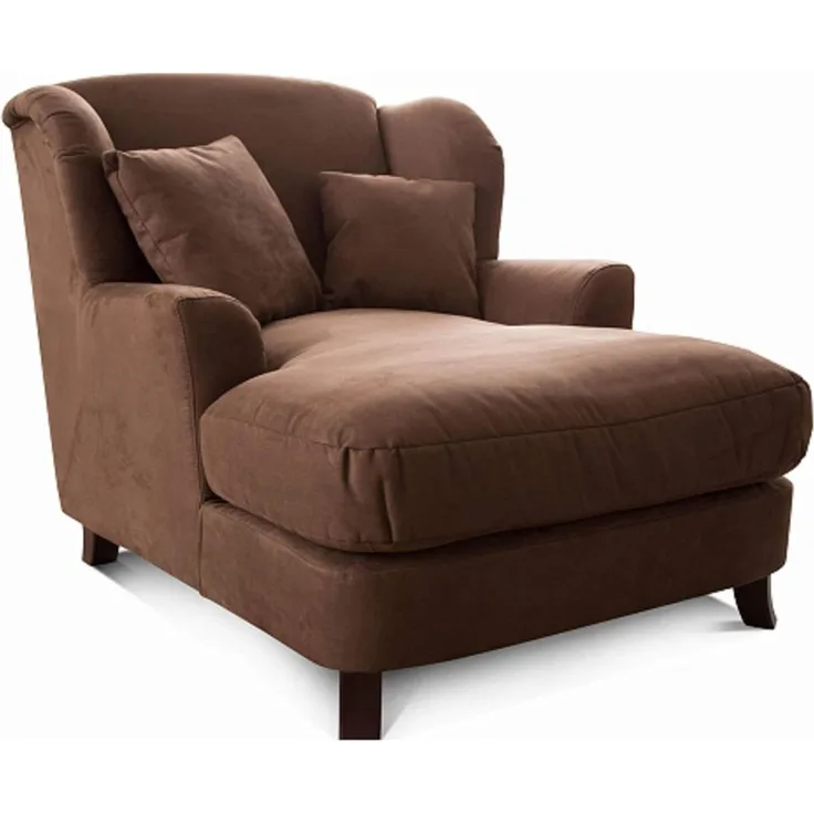 Cavadore XXL-Sessel Assado / Großer Polstersessel mit Holzfüßen und großer Sitzfläche / Inkl. 2 Zierkissen / 109 x 104 x 145 / Mikrofaser Braun