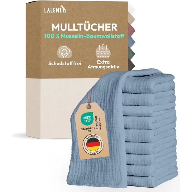 Laleni Spucktuch Spucktücher Baby aus Reiner Baumwolle in 70x70, (20-tlg), OEKO-TEX Zertifizierte Mulltücher