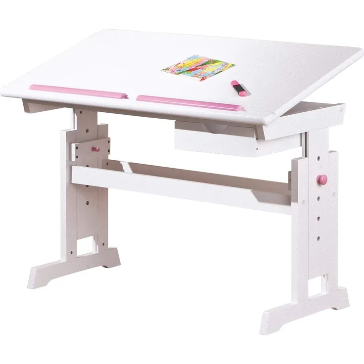 Schreibtisch Batur 1 Schublade weissblau/ pink Tisch Bürotisch PC Computertisch