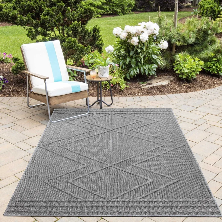 Outdoor Teppich Piero rechteckig - 120x170 cm - Grau – Bild 2