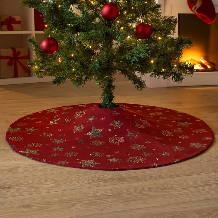 texpot Tischdecke Weihnachtsbaumdecke Stickerei Sterne Winter Weihnachten Deko (1-tlg) – Bild 4