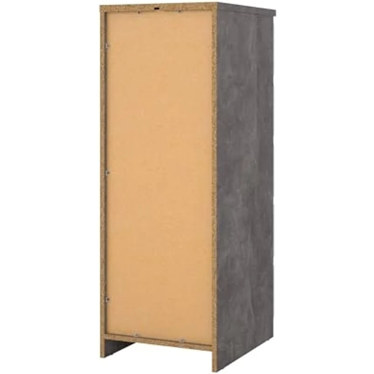 Dmora - Kommode Joelle, Mehrzweckkommode, Schlafzimmerkommode, Schrank mit Schubladen, 50x40 h111 cm, Zement und Weiß – Bild 4