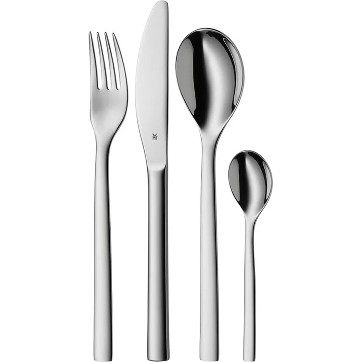 WMF 'Nuova' Besteck Set für 1 Person 4-teilig, Monobloc-Messer, Cromargan Edelstahl poliert, spülmaschinengeeignet – Bild 1