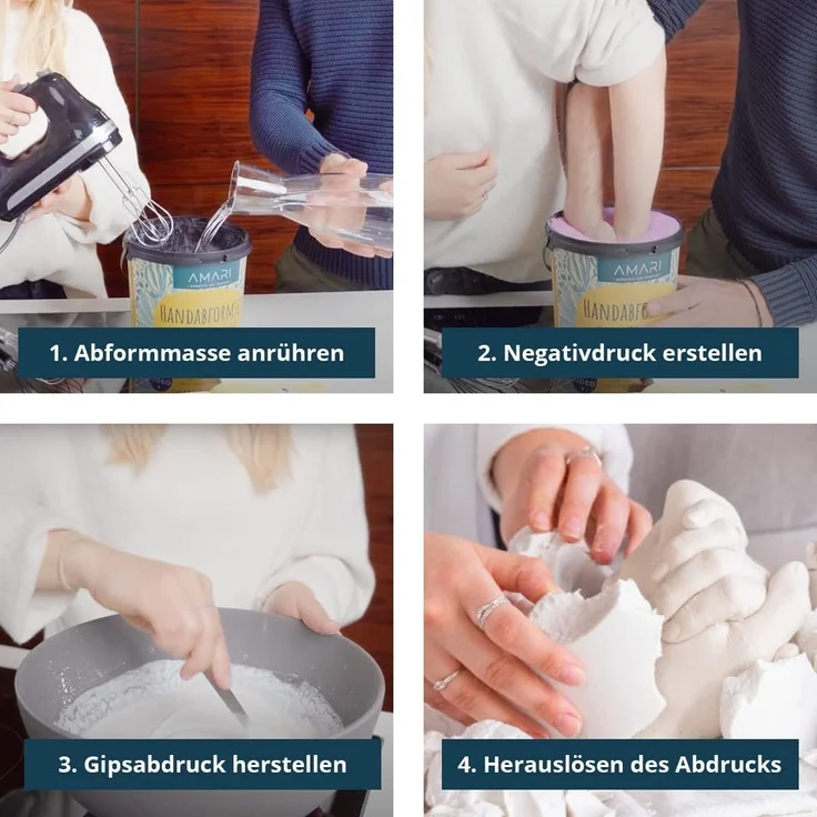 Amari Geschenkbox AMARI® Handabdruck Set für Paare - 3D Gipsabdruck Set Familie – Bild 5