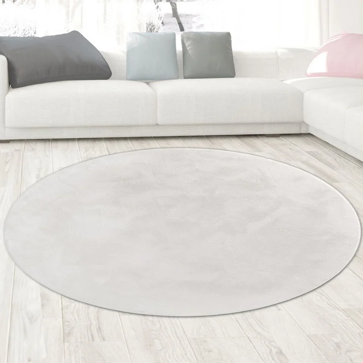 Carpetia Fellteppich Kunstfell Hasenfell-Optik, rund, Höhe: 10 mm, seidig weich & flauschig mit dichter Kurzflorstruktur – Bild 5