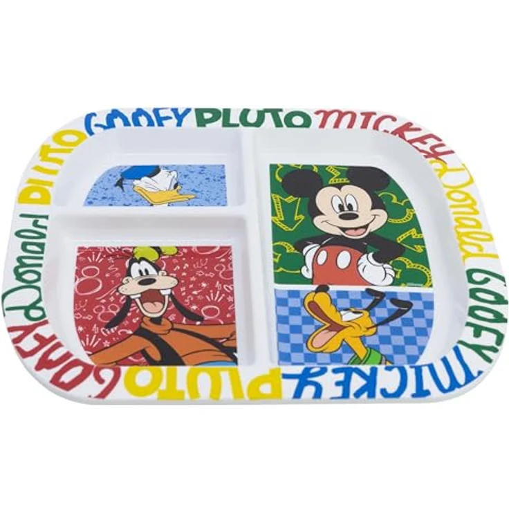 Storline Frühstücksteller Disney Mickey Mouse, rechteckig mit 3 Fächern, mikrowellengeeignet, 22 × 19,5 cm – Bild 2