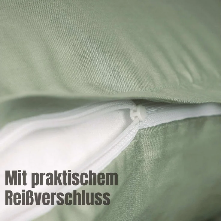 SCHÖNER WOHNEN-Kollektion Bettwäsche PLAIN Satin Bettwäsche, Baumwolle, 1 teilig, 135 x 200 cm in Grün – Bild 2