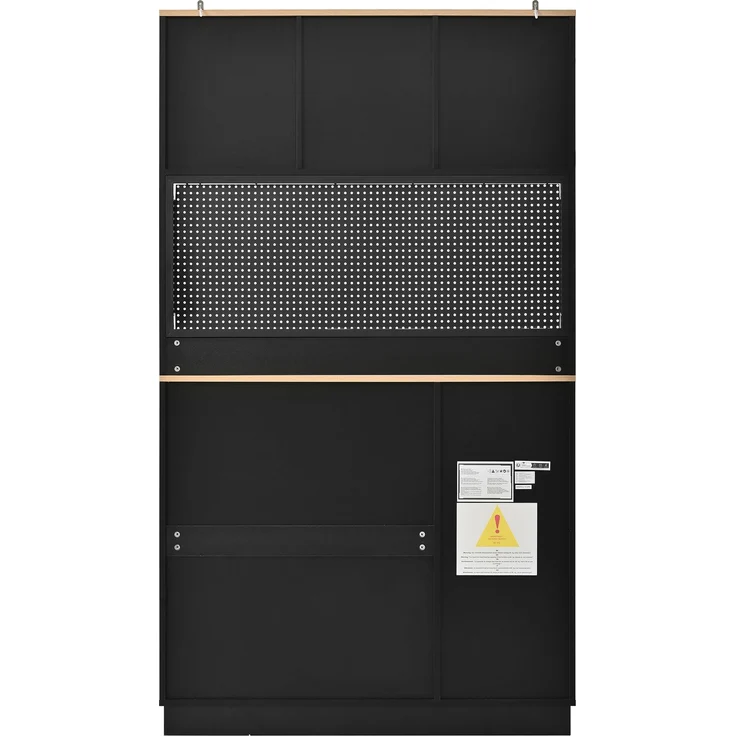 ZUBALIYA Vitrinenschrank mit Tür / Küchenschrank, mit verstellbaren Einlegeböden und lochblech, Schwarz, 103.5 x 40 x 180 cm, fürs Kinderzimmer, mit Schubladen, mit Stauraum – Bild 23