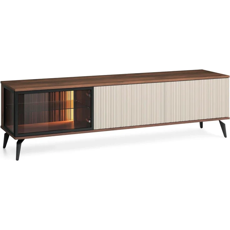 Compleo TV-Schrank dreitürig VIVIN, geriffelte Front, Fernsehmöbel – Bild 2