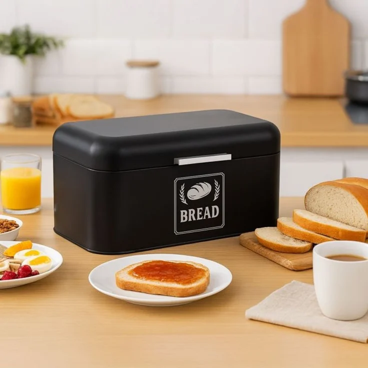 Relaxdays Retro Brotkasten mit Deckel & Griff – Bild 2