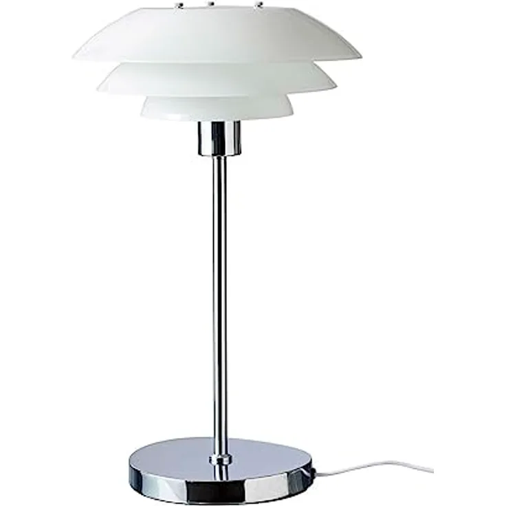 Dyberg Larsen DL31 Tischlampe, Nachttischlampe aus Opalglas, dimmbar, 50 cm hoch, für sanfte Lichtverteilung