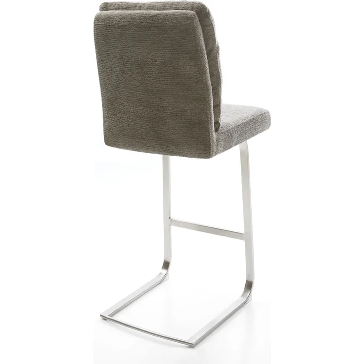 Barstuhl Pela-Flex Bouclé Soft Schlamm Freischwinger Flach Edelstahl Silberfarben – Bild 5