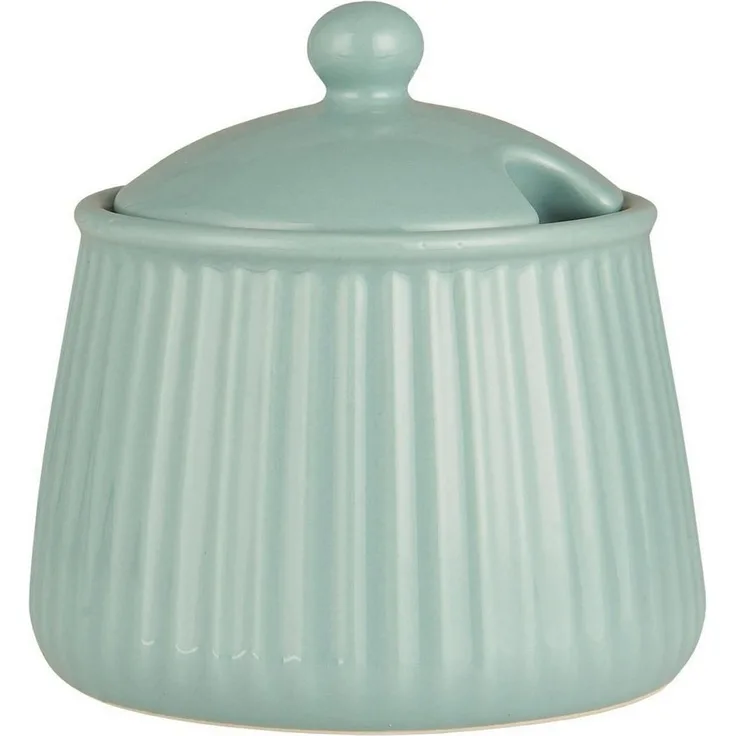Ib Laursen - Zuckerdose Zuckerschale Mynte Rillen Keramik 2028 green tea 10