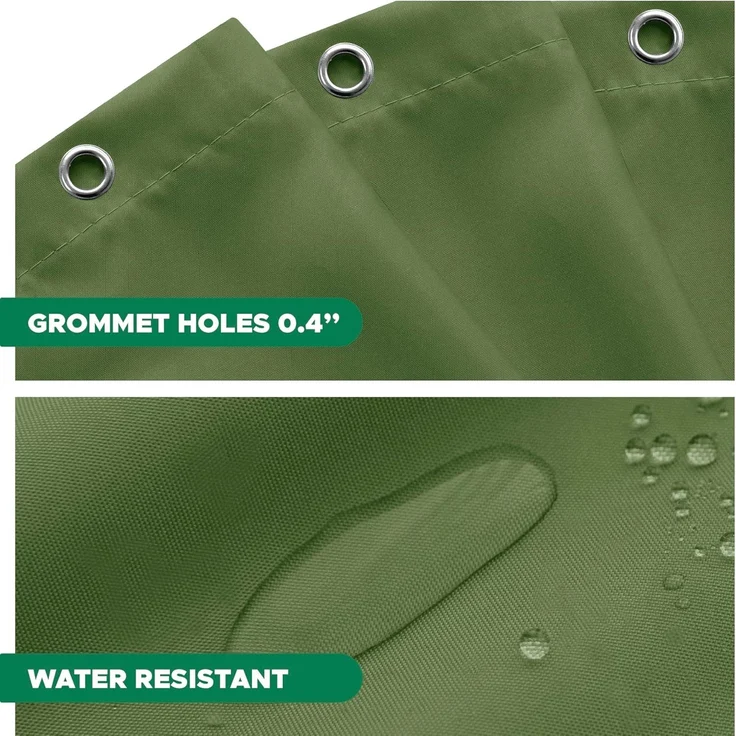Hotel-Qualität Stoff Duschvorhang 183 × 183 cm Salbei Grün, Wasserabweisend, Rostfreie Ösen, Gewichteter Saum – Bild 4