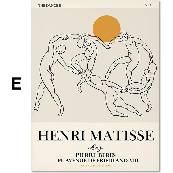 Poster Picasso Matisse Museum Abstrakt Retro Porträt | Bilder Wohnzimmer | Wandbilder Schlafzimmer | Deko Print ohne Rahmen | Bilder - E / 20 x 25 cm
