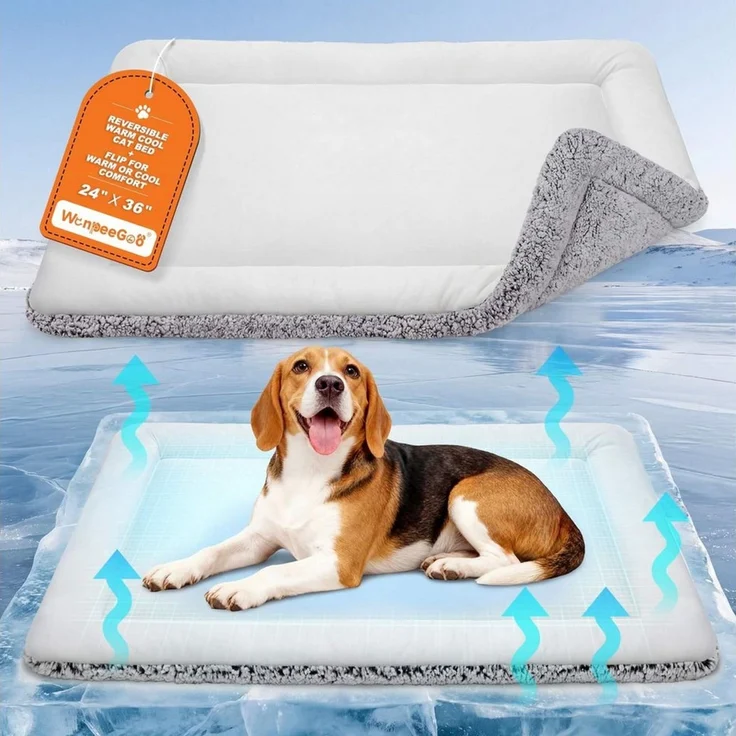Ledander Hundematte Kühlmatte für Hunde, selbsterwärmendes Katzenbett, wendbares Design, Warm im Winter und kühl im Sommer,Thermo / Hundekissen / kühlend – Bild 2