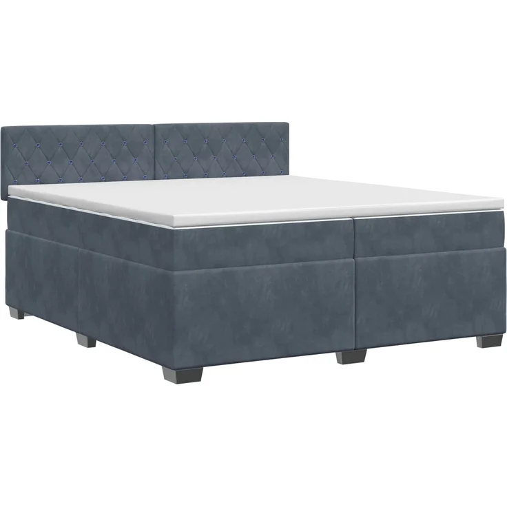 vidaXL Boxspringbett mit Matratze Dunkelgrau 200 x 200 cm Samt 3450777 – Bild 2