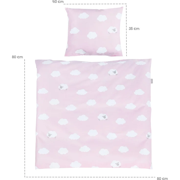 roba Komplettwiegenset 'Kleine Wolke rosa' - Maß: 90 x 40 cm - inkl. Bremsrollensatz - Weiß – Bild 6