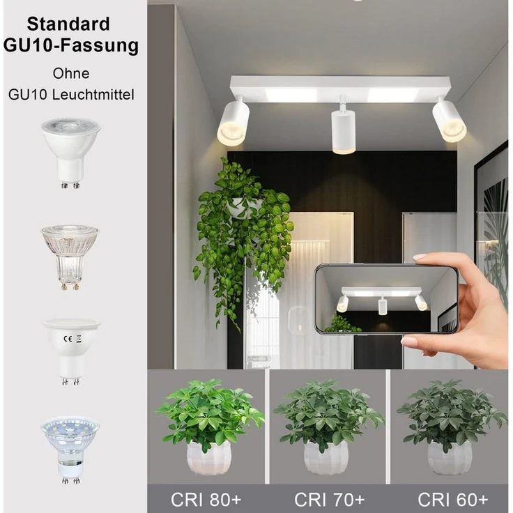 Nettlife Deckenstrahler 1/2/3/4 Flammig GU10, LED wechselbar, Warmweiß, Schwenkbar Flurlampe Metall für Schlafzimmer Küche Büro – Bild 2