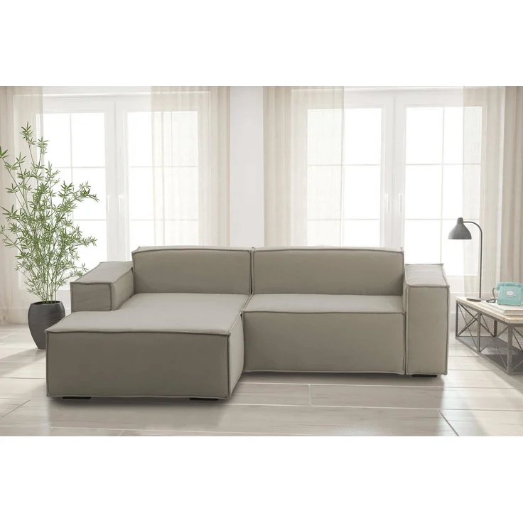 Dmora Sofa mit Halbinsel Assurte, modulares Sofa mit linker Chaiselongue, modernes Stoffsofa, 100 % Made in Italy, 240 x 170 x 70 cm, Taupe – Bild 2