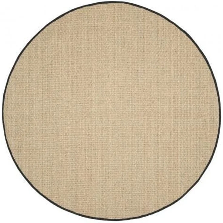 Safavieh Naturfaser Teppich für Wohnzimmer, Esszimmer, Schlafzimmer - Natural Fiber Collection, Kurzer Flor, Natürlich und Schwarz, 122 X 122 cm