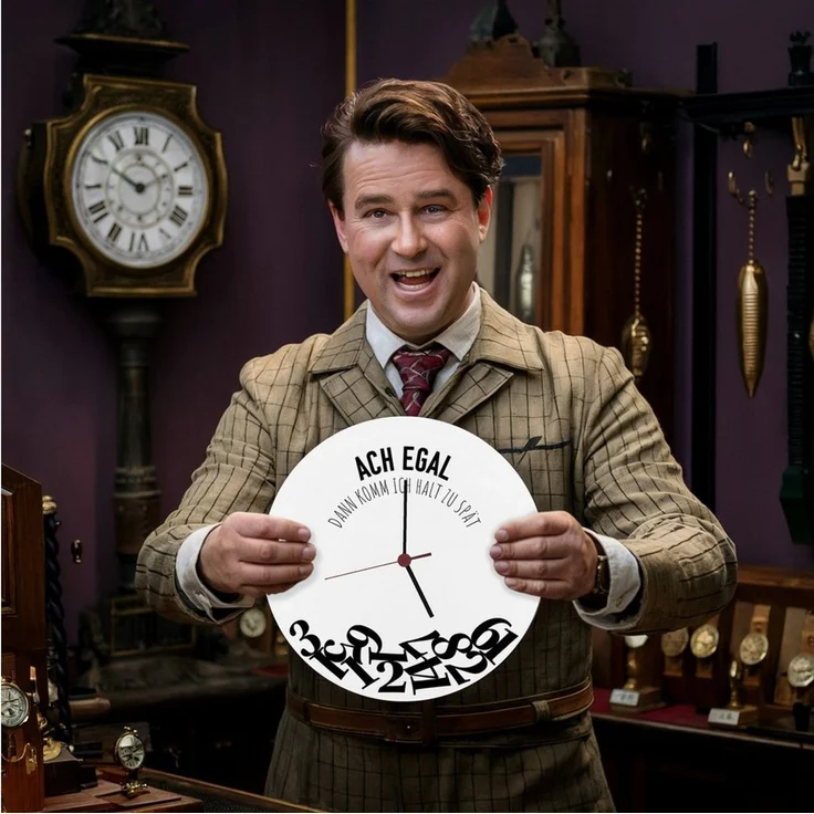 speecheese Wanduhr Ach egal dann komm ich halt zu spät Wanduhr aus Alu – Bild 2