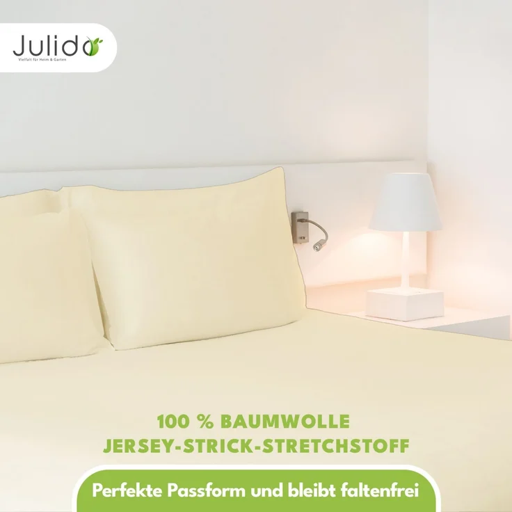 Jersey Spannbettlaken 140-160x200 100% Baumwolle weich bügelfrei komfort Weizen – Bild 5