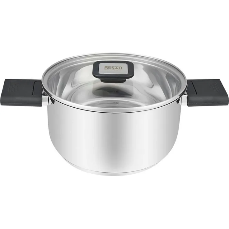 RESTO Kitchenware Kochtopf Anser, energiesparend und spülmaschinenfest, im Geschenkkarton, Edelstahl 18/10 (2-tlg), Geeignet für alle Herdarten, auch Induktion, mit klappbaren Griffen