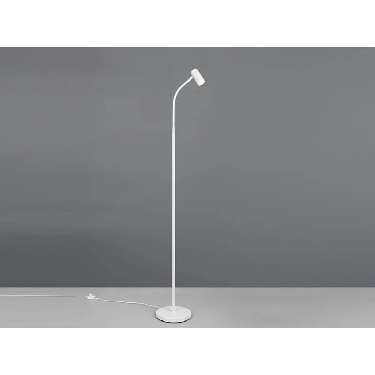 Schmale Stehlampe TARYN Weiß mit flexibel einstellbarem Spot, Höhe 133,5cm – Bild 3