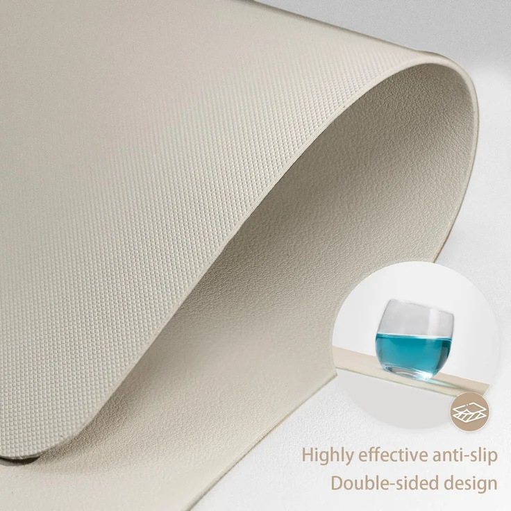 ABC 4-teiliges waschbares Platzset aus PU-Leder, 43 x 30 cm, hitzebeständig, rutschfest, für Küchen- und Esstische, beige – Bild 5