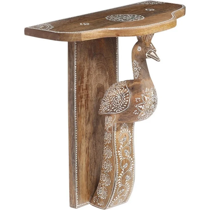 Marrakesch Orient & Mediterran Interior Konsolentisch Boho Wandregal Anshana handgefertigt aus Holz in Natur 38 cm im Trend (1-St), Wanddeko aus Holz – Bild 1