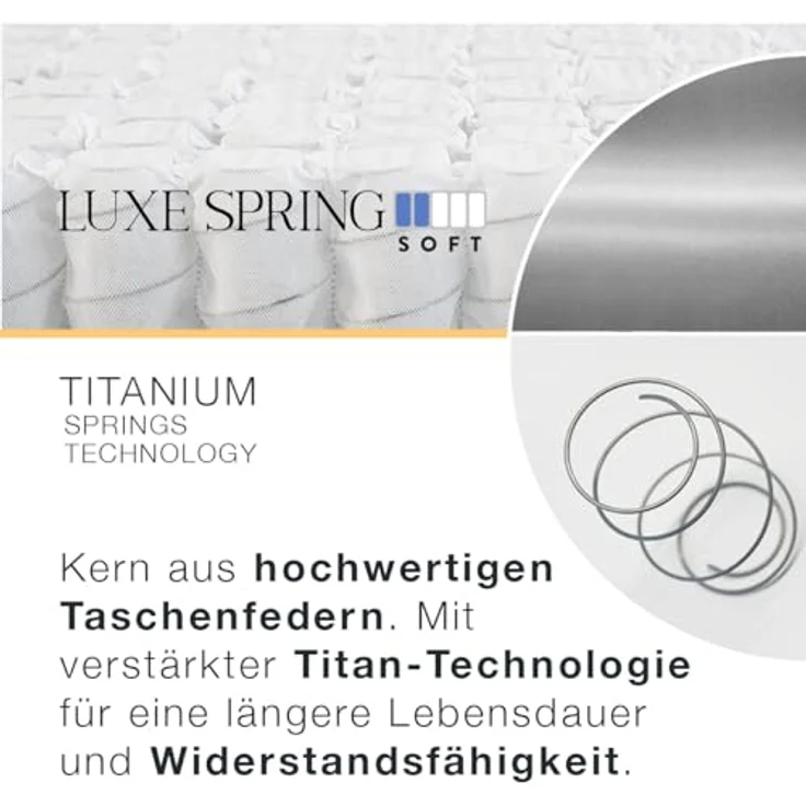 Kuo Dream - Eco Natur Matratze | 100% Spanisch, Oeko-TEX | Taschenfederkern, Baumwolle-Bamboo | Lendenwirbelstütze Latex, Ganzjährig, Beige, 135x180 cm – Bild 7