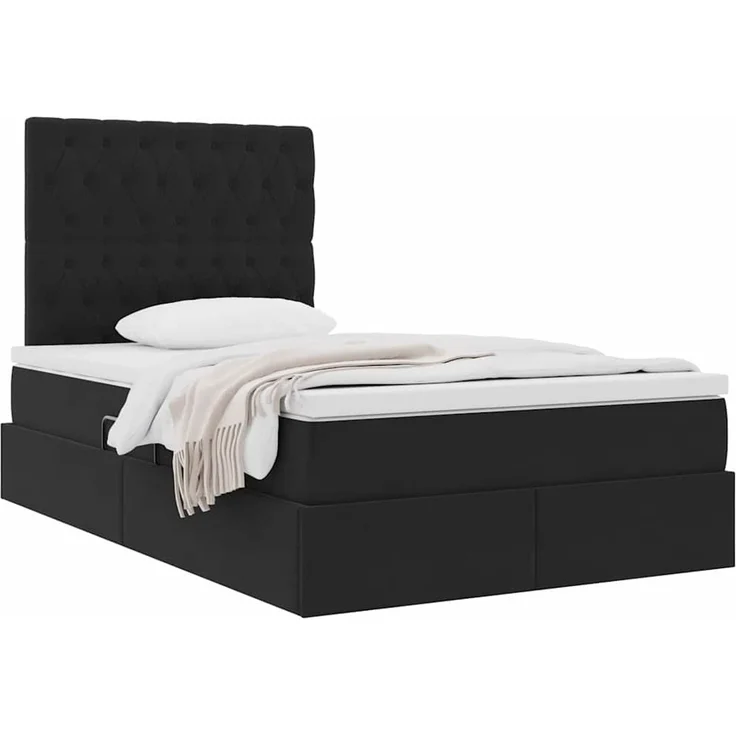 vidaXL Aufbewahrungsbett mit Matratze Schwarz 120 x 190 cm Samt 3372077 – Bild 3