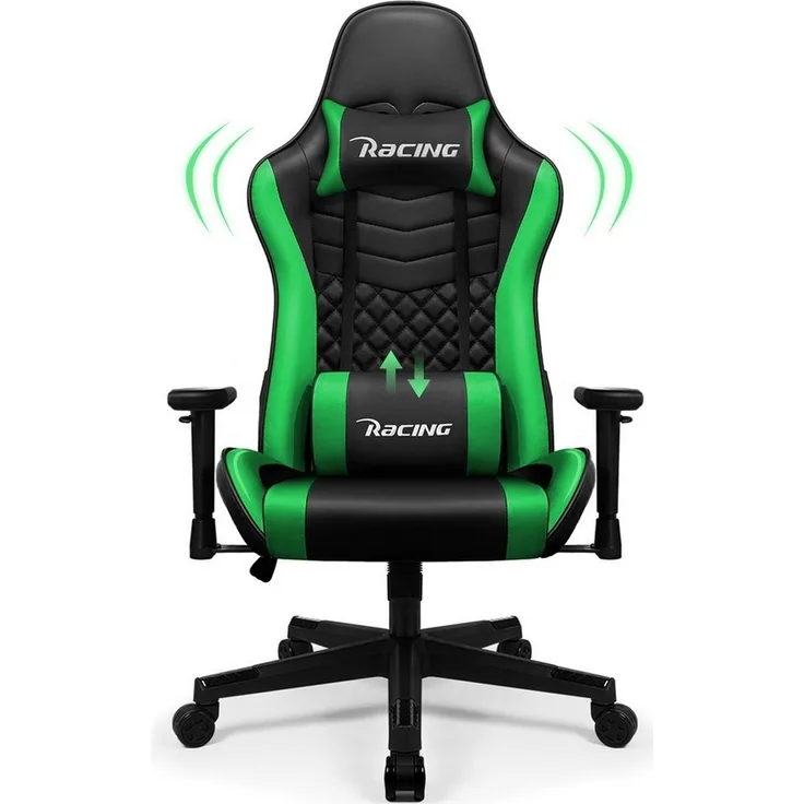 Hiazurm Gaming-Stuhl Gaming Stuhl, Bürostuhl Ergonomisch Wippfunktion bis zu 170° (Verstellbarem Lenden- & Kopfkissen, Gamer Stuhl 150kg Belastbarkeit), Verstellbarem Lenden- & Kopfkissen, Gamer Stuhl 150kg Belastbarkeit