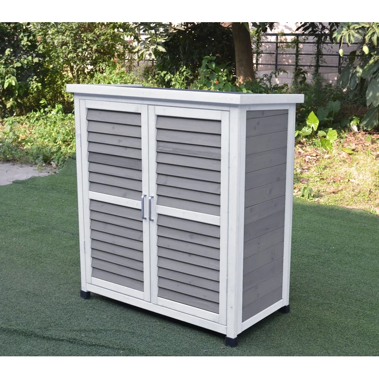 LECO Gartenschrank MOMO, Tannenholz grau-weiß lasiert, 87x47x95 cm – Bild 4