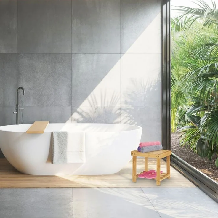 Relaxdays Große Fußbank aus Bambus – Bild 5