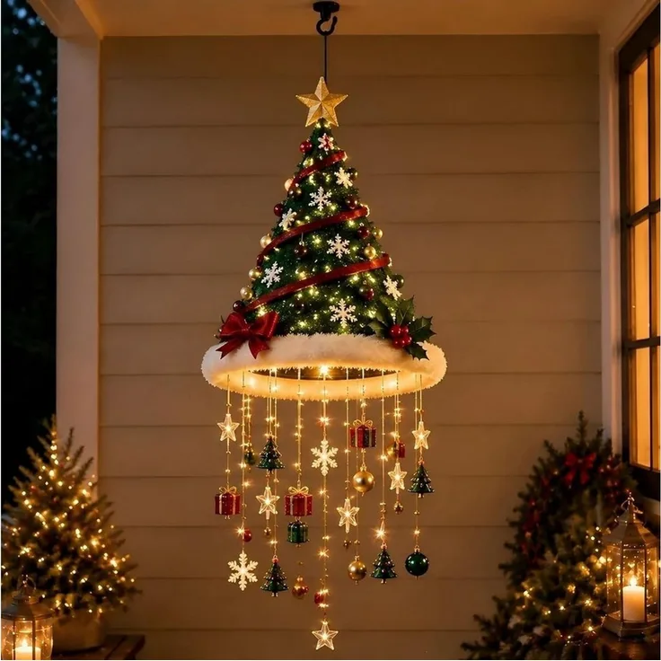 FELIXLEO LED Kugelleuchte Weihnachtsmannmütze Kronleuchter Beleuchtet Weihnachtsdeko