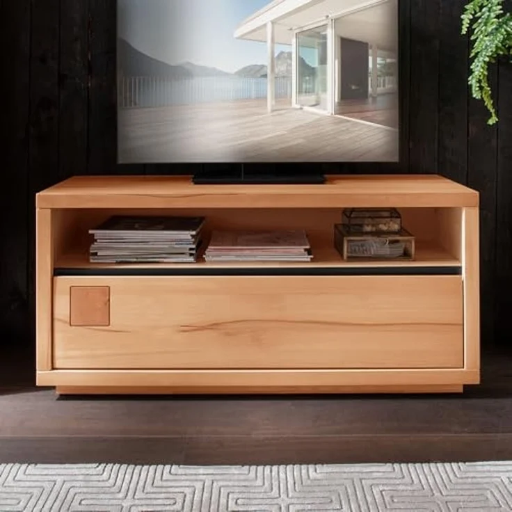 Lomadox Lowboard WINCHESTER-69, TV Board Fernsehschrank 120 cm Buche massiv geölt Hirnholz-Detail – Bild 6