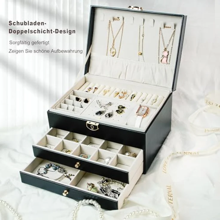 AdelDream Schmuckkasten AdelDream Schmuckkasten dreistöckige Schmuckbox – Bild 4