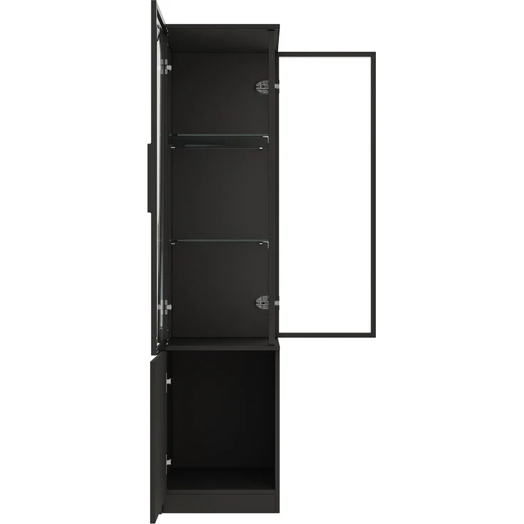 Flieks Eckschrank 40 x 40 x 160 cm, Vitrine mit gehärteten Glastüren, Aluminiumrahmen, LED-App-Steuerung, Schwarz – Bild 7
