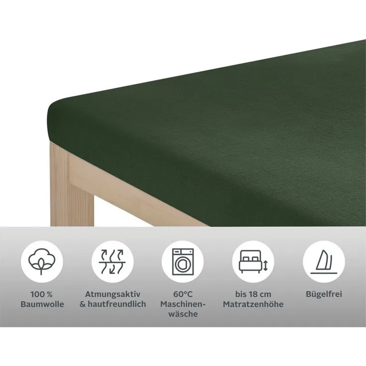 OTTO home Spannbettlaken Topper Basic, in Gr. 90x200, 140x200 oder 180x200 cm, Baumwoll-Jersey, Gummizug: rundum, (1 Stück), Baumwolle, Matratzen bis 8 cm Höhe, Bettlaken, Spannbetttuch, Laken