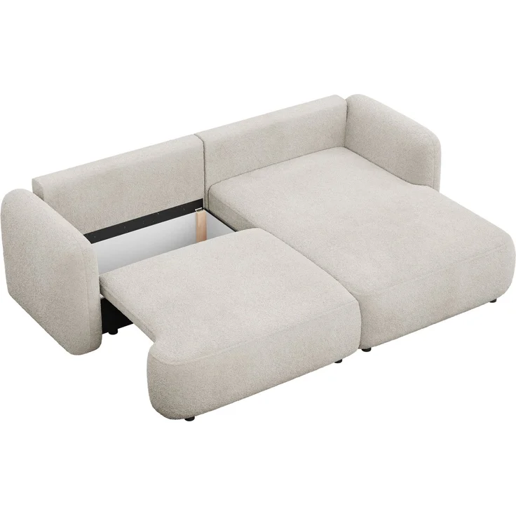 Selsey Tvoya Ecksofa mit Schlaffunktion, Ottomane rechts, Bouclé Hellbeige – Bild 7