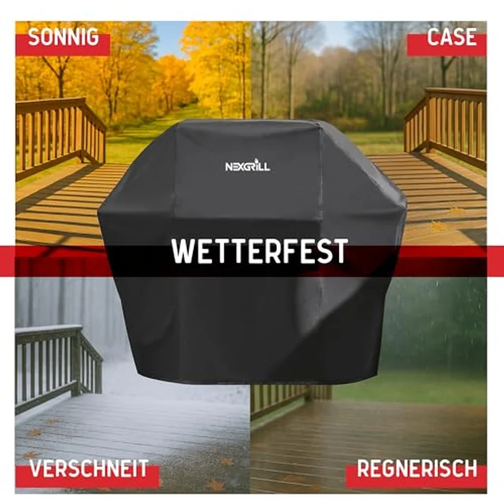 nexgrill Grillabdeckhaube Universal Grillabdeckung 178cm, 165cm, 150cm, Schutzhülle für Grill, schwarz, Grillabdeckung wetterfest – Bild 3