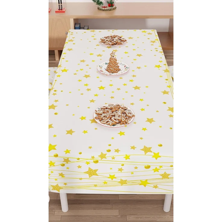 PETTI Artigiani Italiani - Tischdecke für Weihnachten, schmutzabweisend, rechteckig, für Weihnachten, Küche, Design Gold Stars X12, Sitzer (140x240 cm), 100% Made in Italy – Bild 5