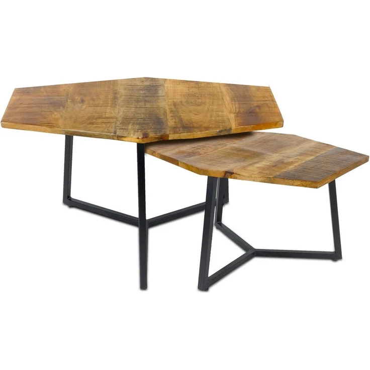 Amagohome Couchtisch Couchtisch Set 2 Stück Wohnzimmer Beistelltisch Satztisch Gestell Meta – Bild 1