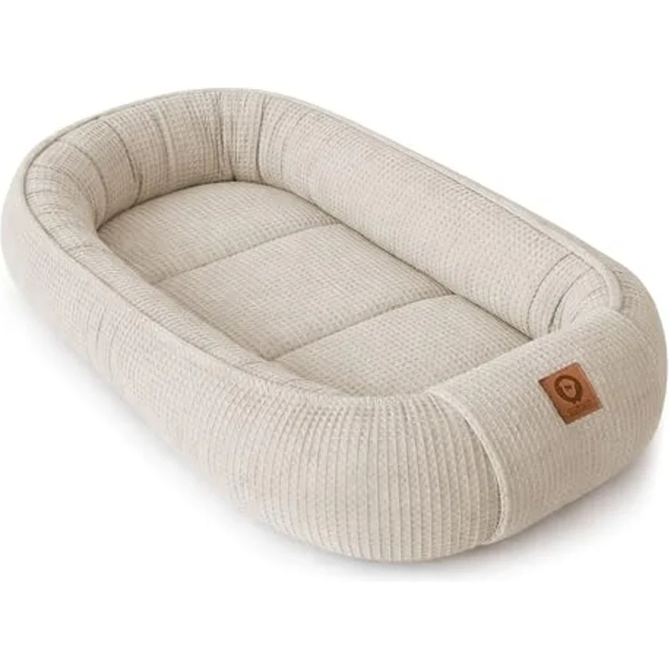 Babynestchen Neugeborene – Babynest aus Waffelpique Baumwolle – Nestchen Baby für Babybett & Kinderbett – Babykokon Tragbar – OEKO-TEX zertifiziert – Zubehör Babybett - Sand Waffelpique – Bild 1