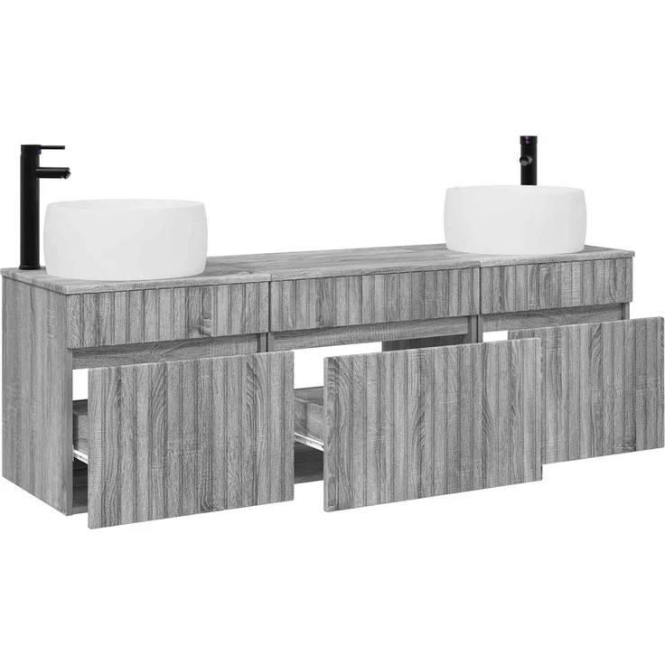 vidaXL Badezimmerschrank-Set 3 stk. Grau Sonoma 157 x 44,5 x 80 cm 3405773 – Bild 3