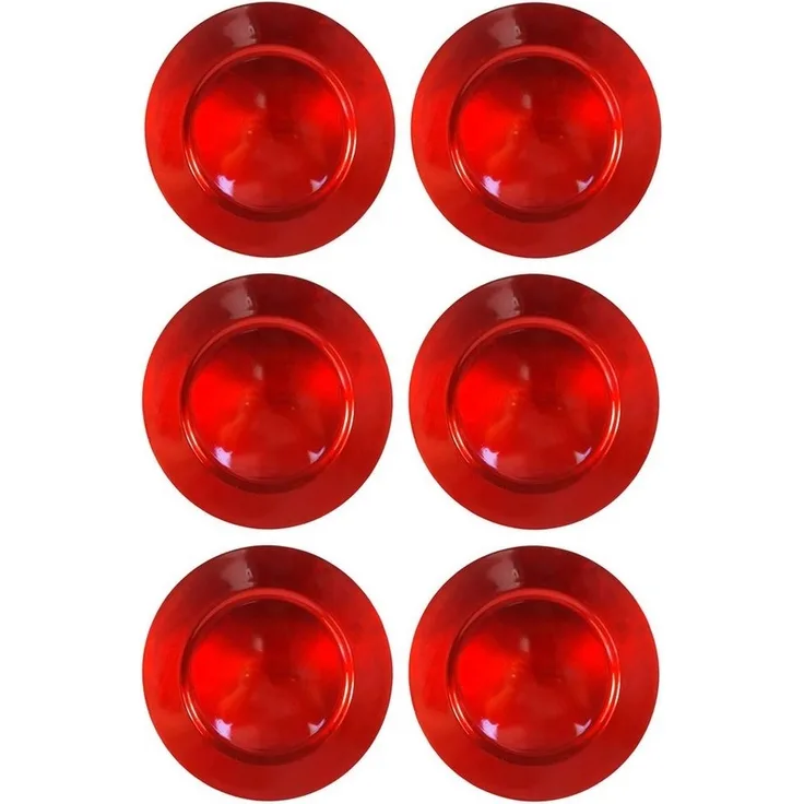 Annastore Platzset 6 x Platzteller aus herrlich schimmerndem Melamin Ø 33 cm - Dekoteller, Unterteller wiederverwendbar Dekoteller
