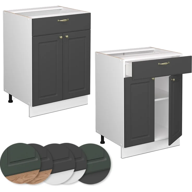 Küchenunterschrank Fame-Line Anthrazit-Gold 60 cm mit Schublade, ohne Arbeitsplatte Vicco – Bild 5